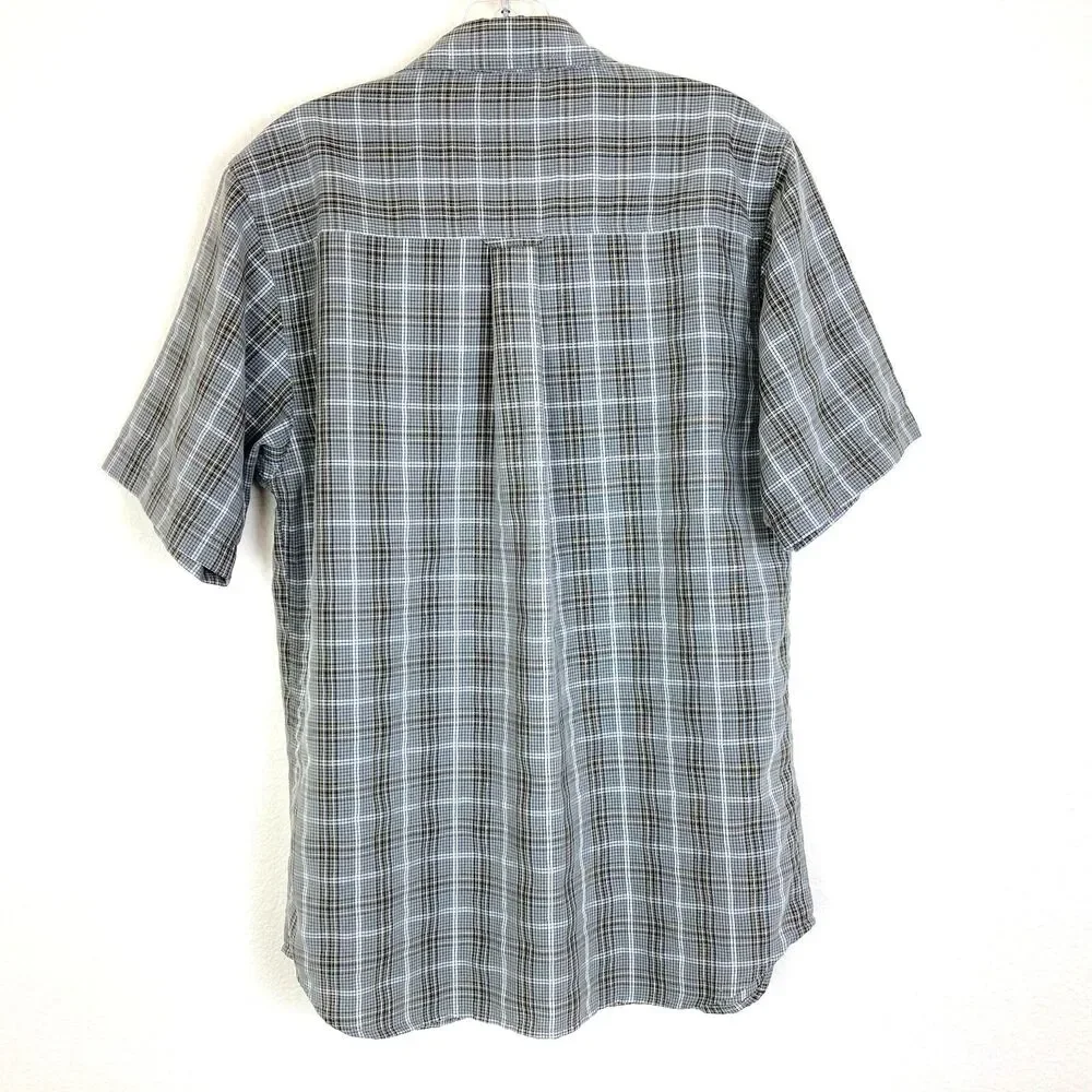 The North Face Shirt Men's Size S Gray Brown Plaid Button Front Short Sleeve